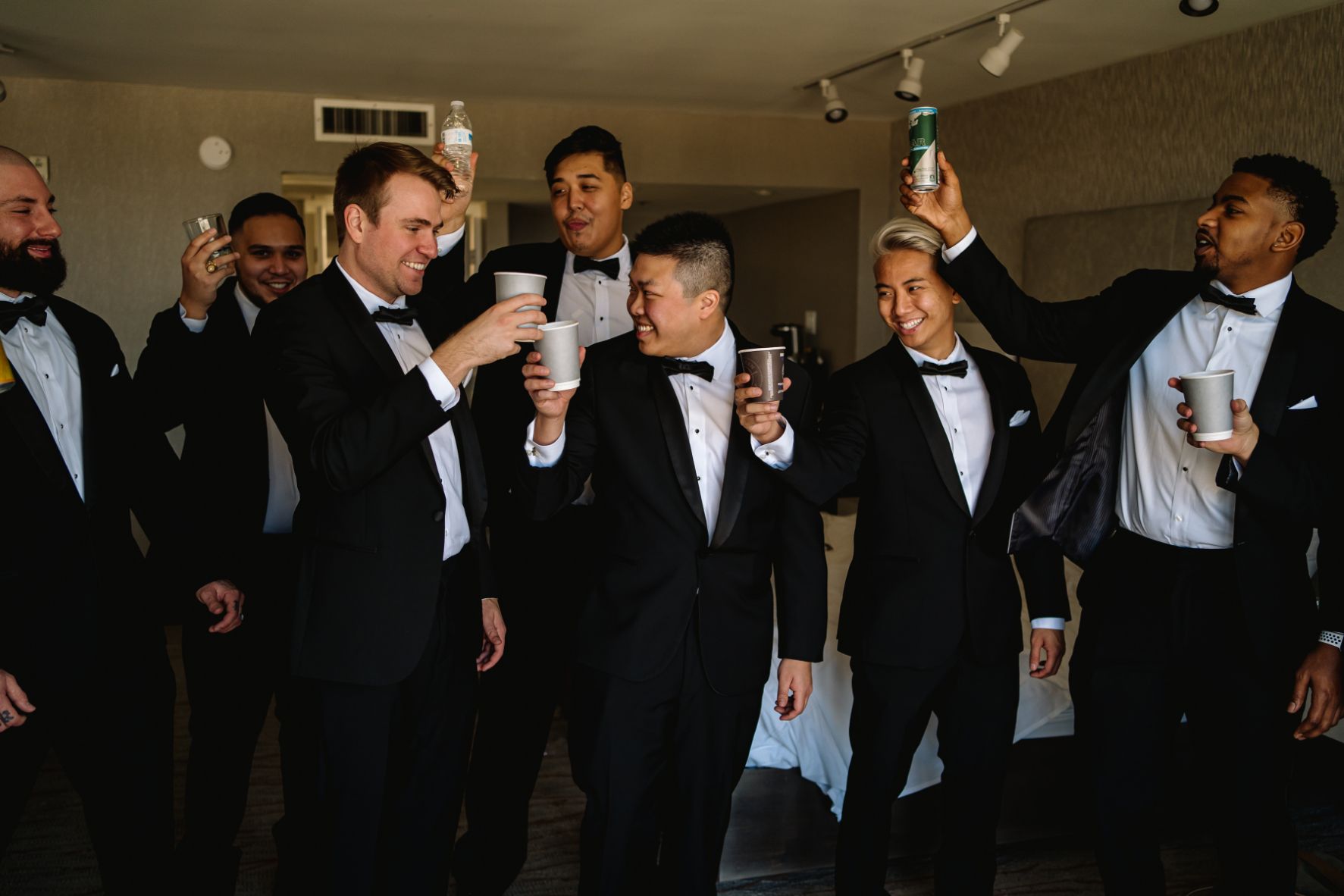 003-MP-Dallas-Wedding-Groom-Groomsmen-Toast-Black-White-Judy-Cordell-Events