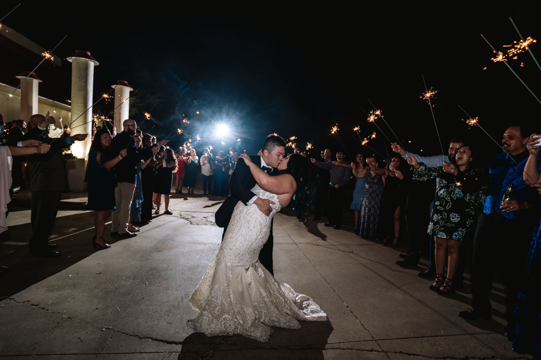 020-MP-Dallas-Wedding-Bride-Groom-Exit-Sparklers-Modern-Black-White-Judy-Cordell-Events