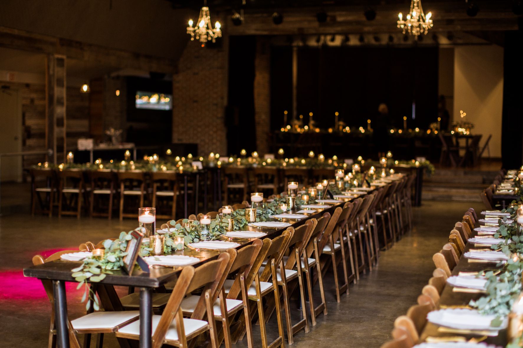 KP-018-rustic wedding-farm tables-tablescapes-candles-wedding greenery-red wedding-JudyCordellEvents