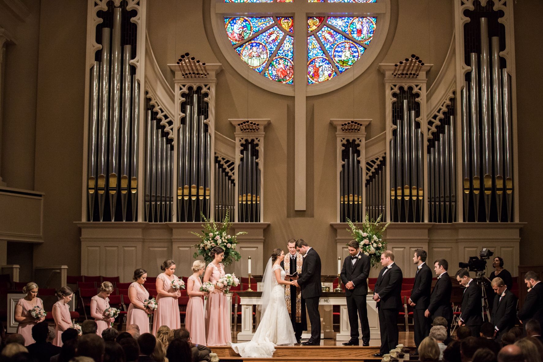 TD-012-Classic Wedding-Church Ceremony-Wedding Party-Dallas Wedding-Prayer-JudyCordellEvents